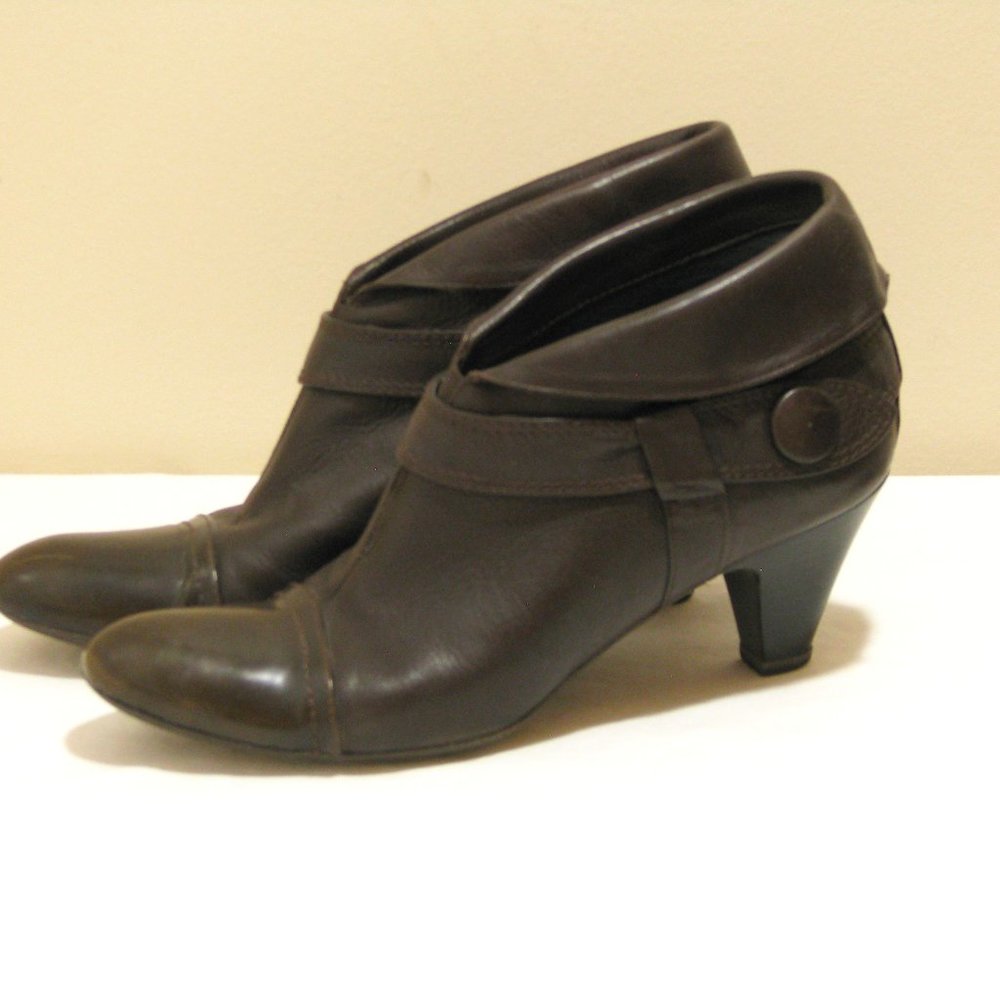 Women's Dark Brown Ankle Booties with Cuff Detail